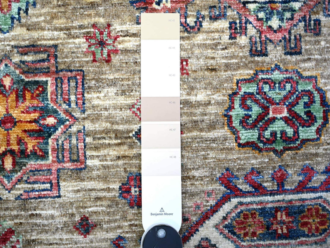 5'1" x 6'10" New Hand Knotted Beige Wool Rectangle Oriental Rug - MOA10274797