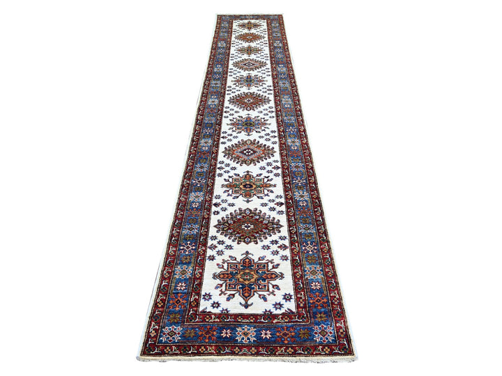 2'7" x 12'10" New Hand Knotted Ivory Wool Runner Oriental Rug - MOA10274812