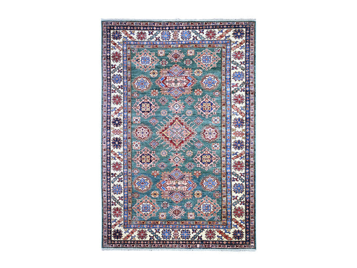 5'11" x 8'9" New Hand Knotted Green Wool Rectangle Oriental Rug - MOA10274978