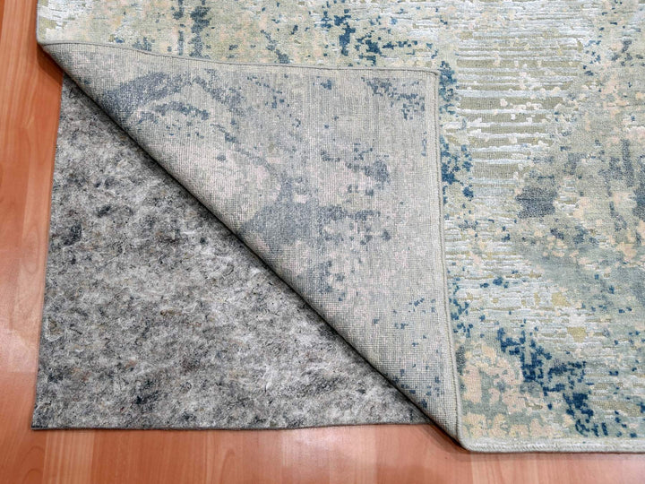 12'1" x 15'2" New Hand Knotted Ivory Wool & Silk Rectangle Oriental Rug - MOA10275012