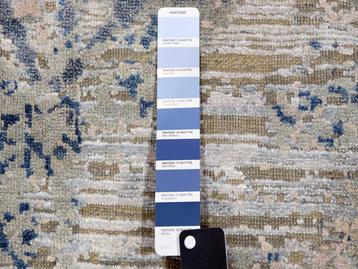 12'1" x 15'2" New Hand Knotted Ivory Wool & Silk Rectangle Oriental Rug - MOA10275012