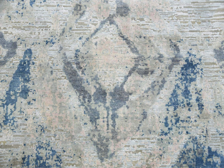 12'1" x 15'2" New Hand Knotted Ivory Wool & Silk Rectangle Oriental Rug - MOA10275012