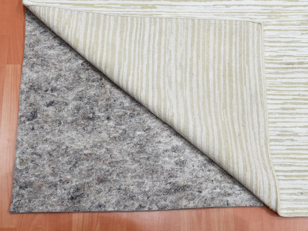 11'10" x 11'10" New Hand Knotted Ivory Wool & Silk Square Oriental Rug - MOA10275016