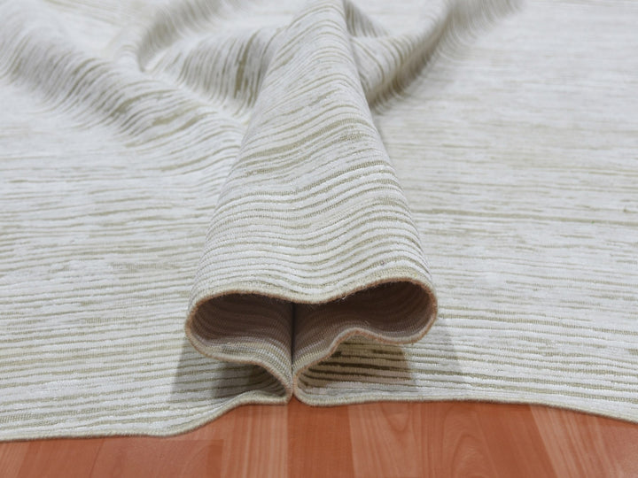 11'10" x 11'10" New Hand Knotted Ivory Wool & Silk Square Oriental Rug - MOA10275016