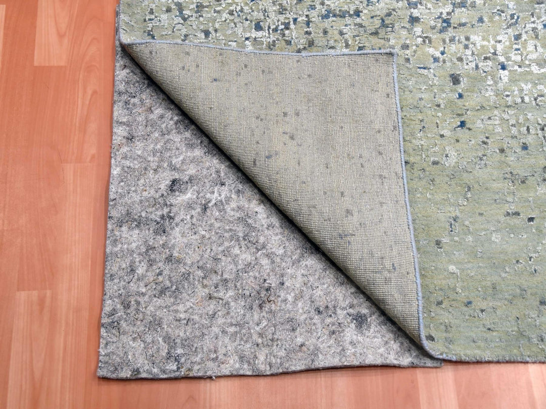 12'0" x 18'0" New Hand Knotted Blue Wool & Pure Silk Rectangle Oriental Rug - MOA10275100