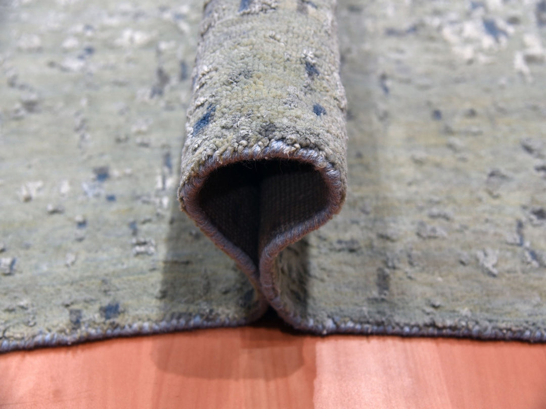 12'0" x 18'0" New Hand Knotted Blue Wool & Pure Silk Rectangle Oriental Rug - MOA10275100