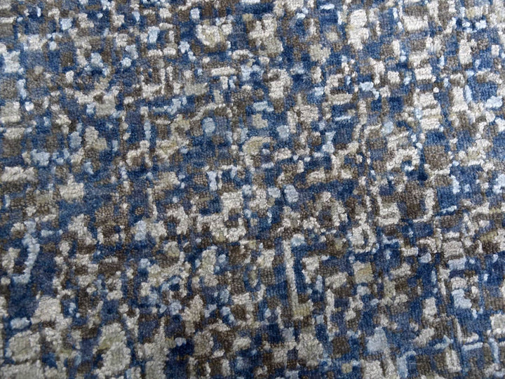 12'0" x 18'0" New Hand Knotted Blue Wool & Pure Silk Rectangle Oriental Rug - MOA10275100