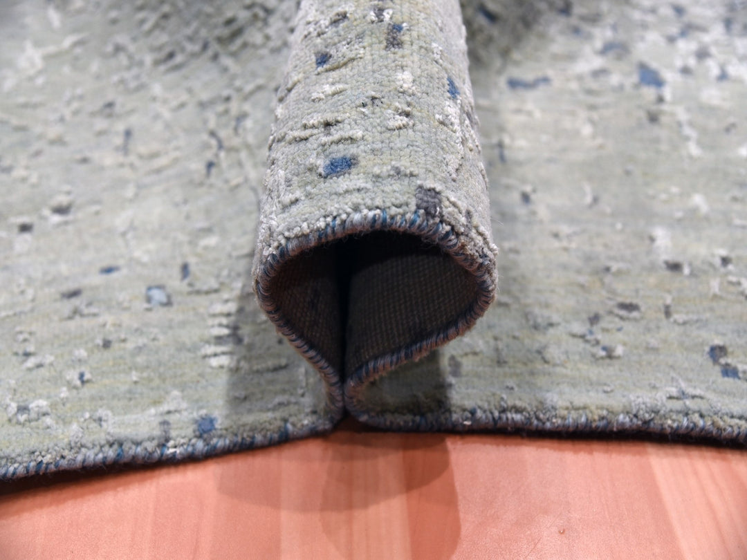 12'0" x 15'0" New Hand Knotted Blue Wool & Pure Silk Rectangle Oriental Rug - MOA10275101