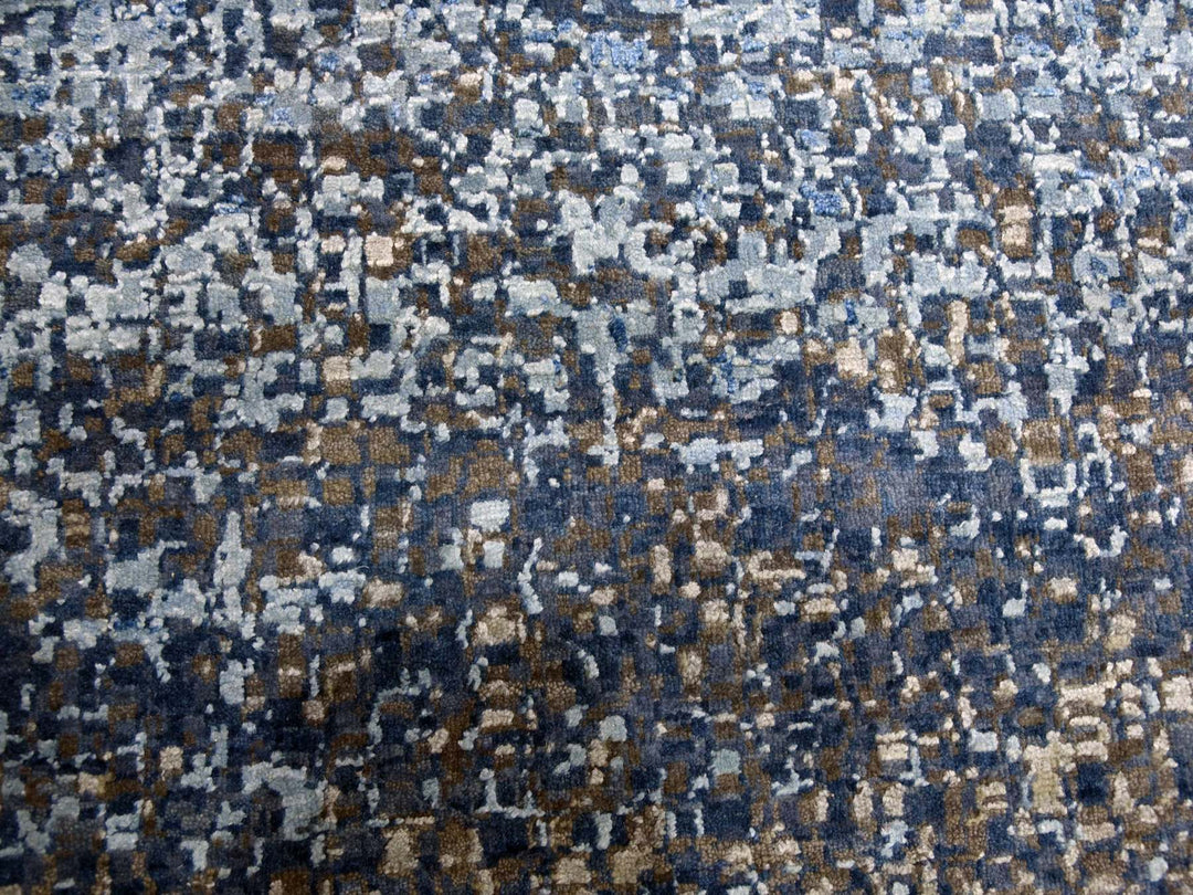 12'0" x 15'0" New Hand Knotted Blue Wool & Pure Silk Rectangle Oriental Rug - MOA10275101