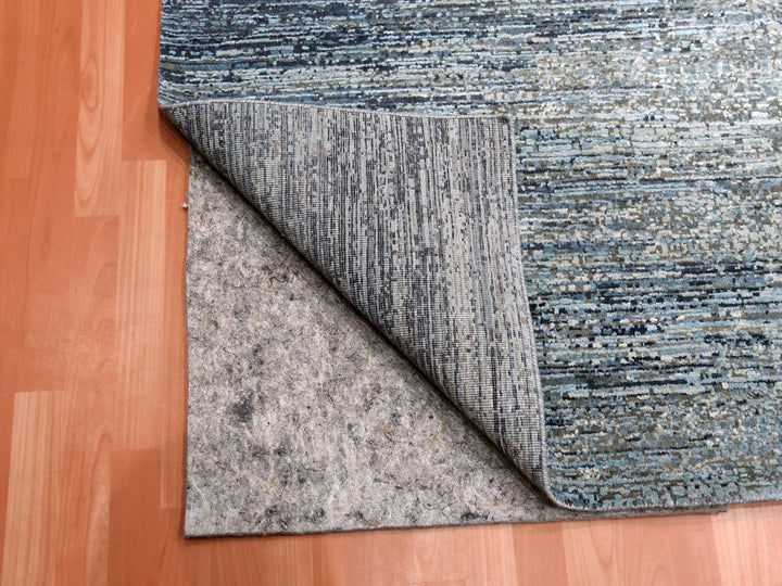 12'0" x 15'0" New Hand Knotted Blue Wool & Pure Silk Rectangle Oriental Rug - MOA10275103