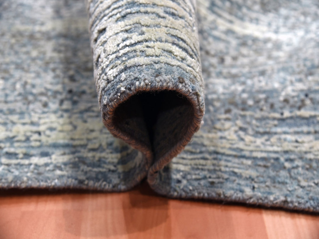 12'0" x 15'0" New Hand Knotted Blue Wool & Pure Silk Rectangle Oriental Rug - MOA10275103