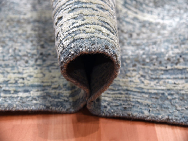 12'0" x 15'0" New Hand Knotted Blue Wool & Pure Silk Rectangle Oriental Rug - MOA10275103