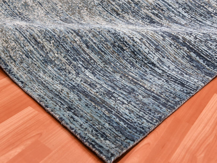 12'0" x 15'0" New Hand Knotted Blue Wool & Pure Silk Rectangle Oriental Rug - MOA10275103