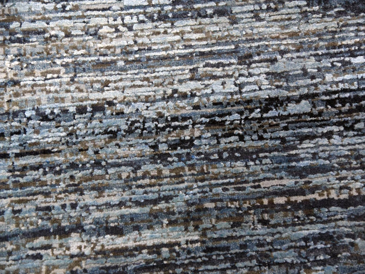 12'0" x 15'0" New Hand Knotted Blue Wool & Pure Silk Rectangle Oriental Rug - MOA10275103