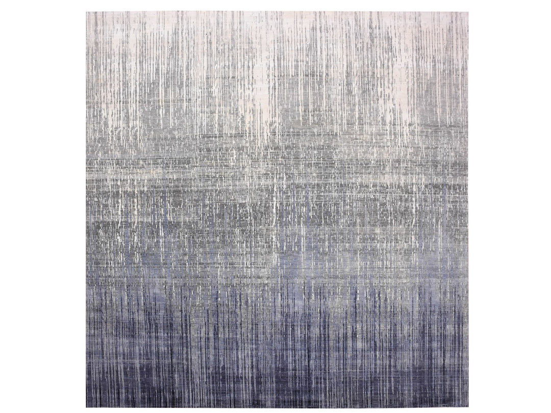 12'1" x 12'2" New Hand Knotted Grey Wool Square Oriental Rug - MOA10275118