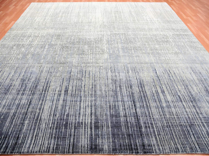 12'1" x 12'2" New Hand Knotted Grey Wool Square Oriental Rug - MOA10275118
