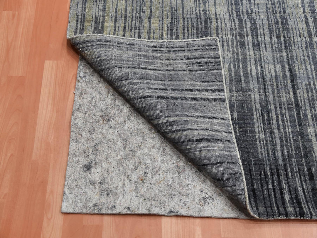 12'1" x 12'2" New Hand Knotted Grey Wool Square Oriental Rug - MOA10275118