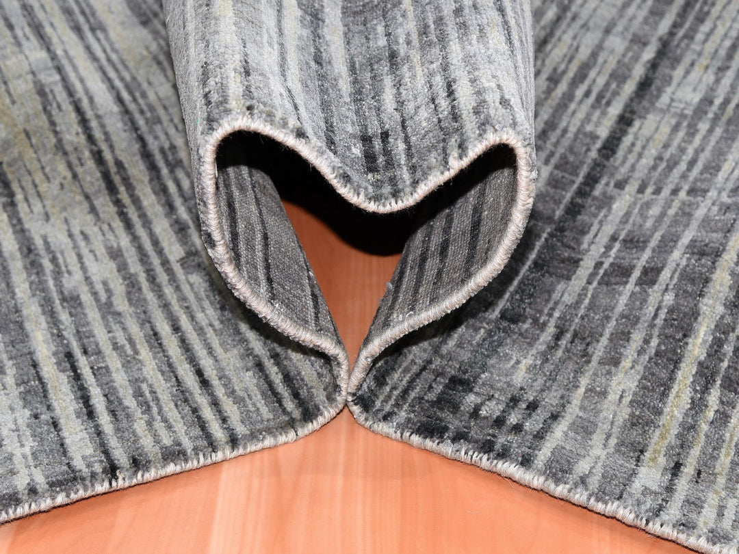 12'1" x 12'2" New Hand Knotted Grey Wool Square Oriental Rug - MOA10275118