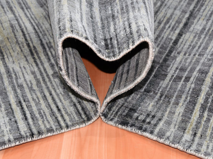 12'1" x 12'2" New Hand Knotted Grey Wool Square Oriental Rug - MOA10275118