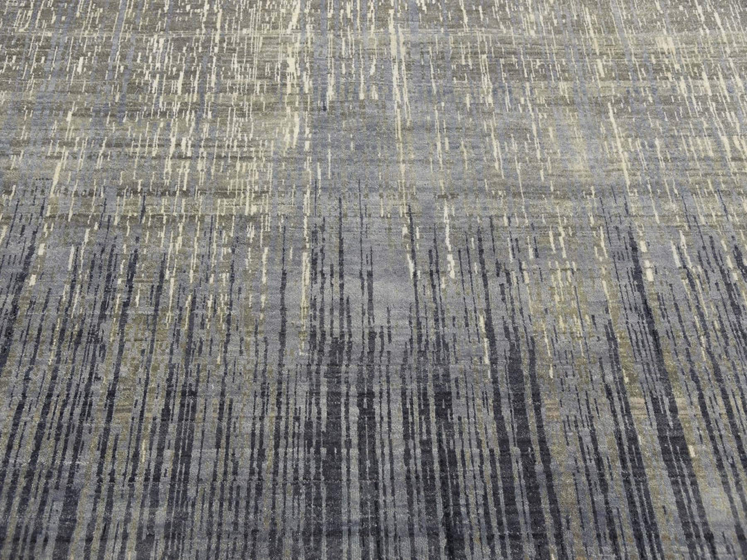 12'1" x 12'2" New Hand Knotted Grey Wool Square Oriental Rug - MOA10275118