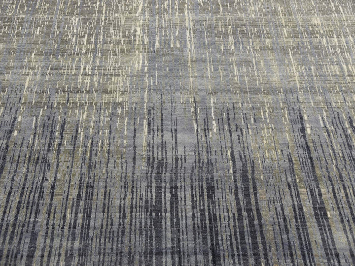 12'1" x 12'2" New Hand Knotted Grey Wool Square Oriental Rug - MOA10275118