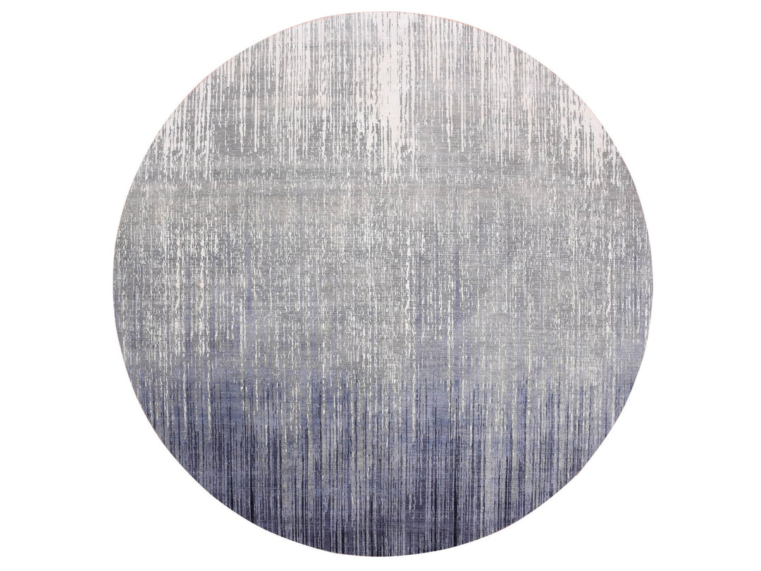 12'1" x 12'2" New Hand Knotted Grey Wool Round Oriental Rug - MOA10275119