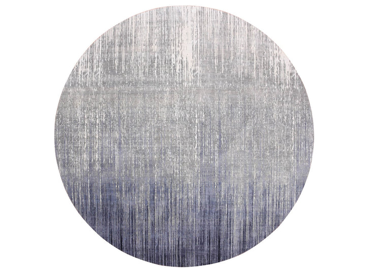 12'1" x 12'2" New Hand Knotted Grey Wool Round Oriental Rug - MOA10275119