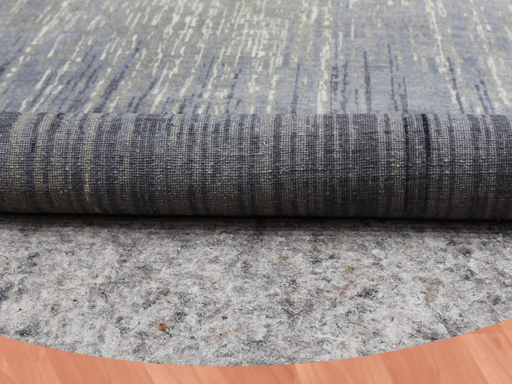 12'1" x 12'2" New Hand Knotted Grey Wool Round Oriental Rug - MOA10275119