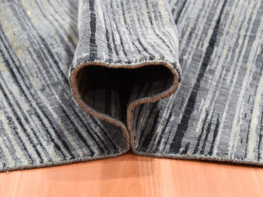 12'1" x 12'2" New Hand Knotted Grey Wool Round Oriental Rug - MOA10275119