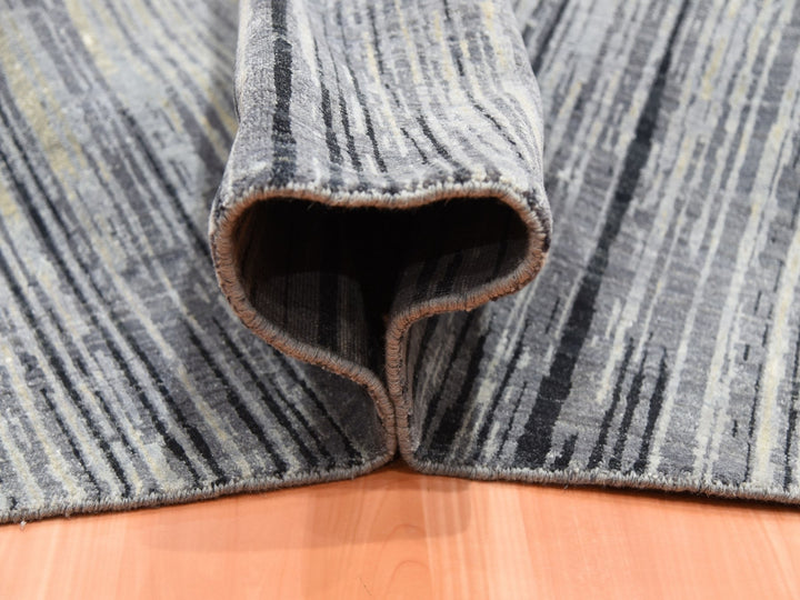 12'1" x 12'2" New Hand Knotted Grey Wool Round Oriental Rug - MOA10275119