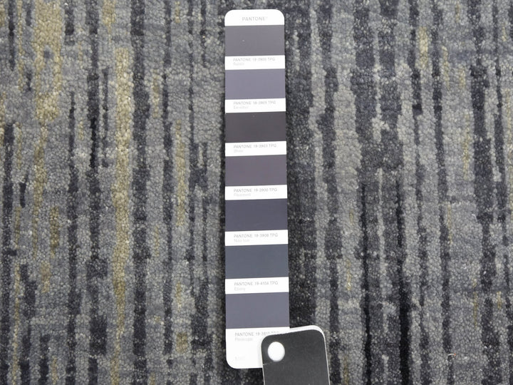 12'1" x 12'2" New Hand Knotted Grey Wool Round Oriental Rug - MOA10275119