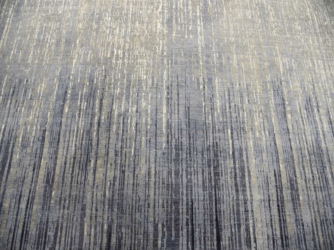 12'1" x 12'2" New Hand Knotted Grey Wool Round Oriental Rug - MOA10275119