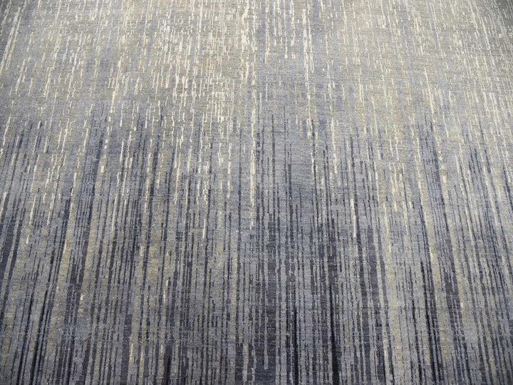 12'1" x 12'2" New Hand Knotted Grey Wool Round Oriental Rug - MOA10275119