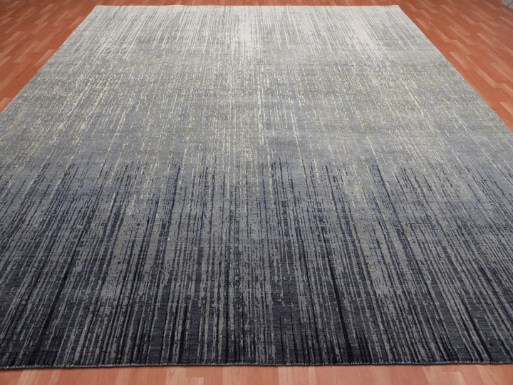 12'2" x 15'0" New Hand Knotted Grey Wool Rectangle Oriental Rug - MOA10275152