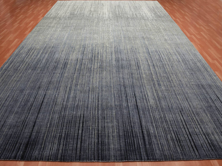 12'2" x 18'0" New Hand Knotted Grey Wool Rectangle Oriental Rug - MOA10275153