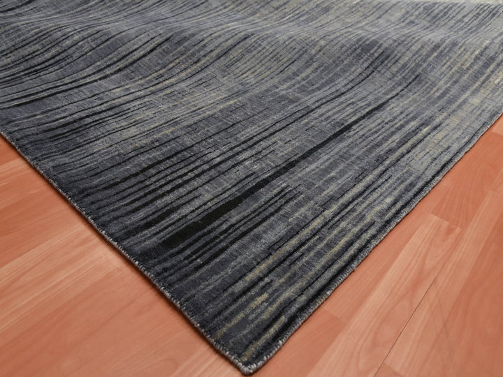 12'2" x 18'0" New Hand Knotted Grey Wool Rectangle Oriental Rug - MOA10275153