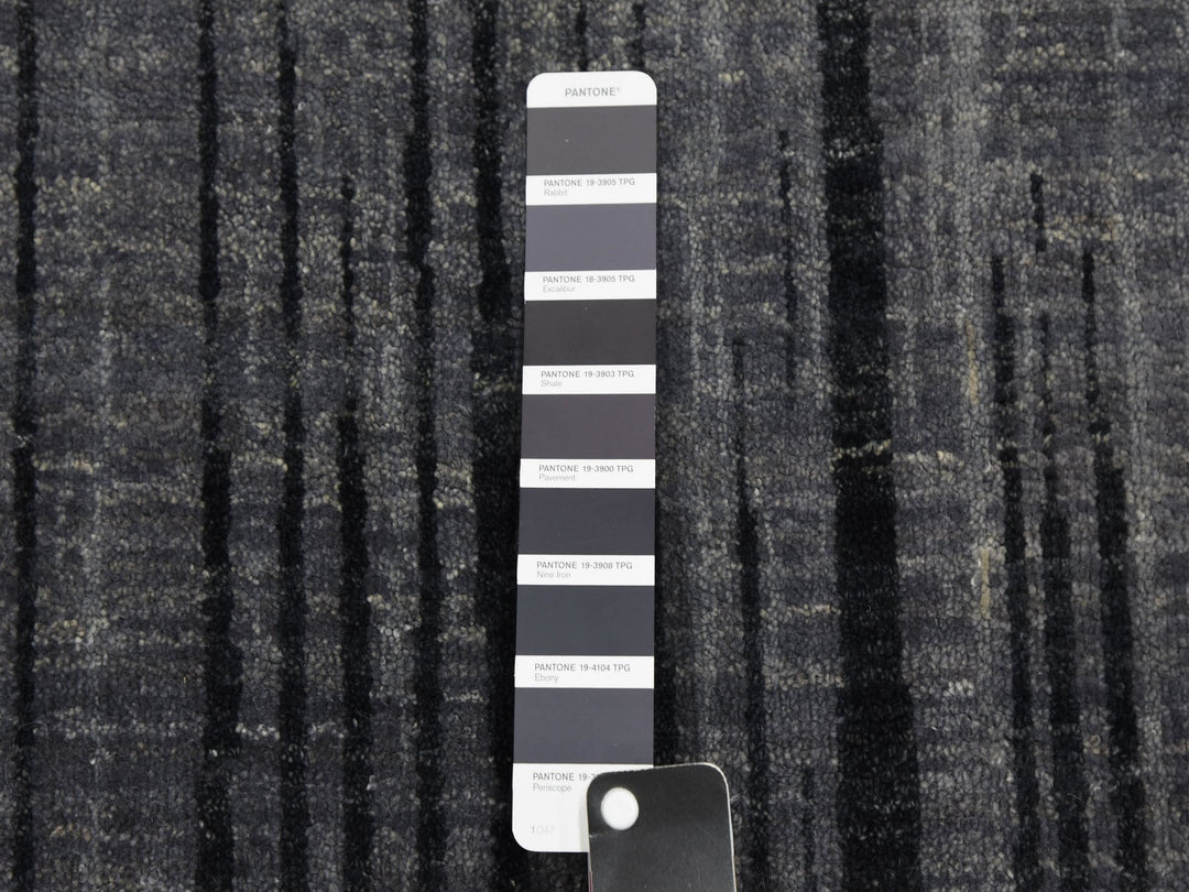 12'2" x 18'0" New Hand Knotted Grey Wool Rectangle Oriental Rug - MOA10275153