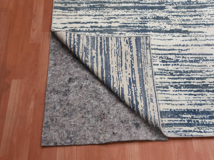 11'7" x 14'10" New Hand Knotted Ivory Wool & Silk Rectangle Oriental Rug - MOA10275161