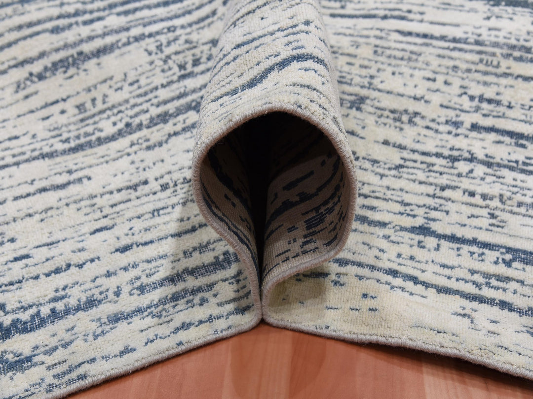 11'7" x 14'10" New Hand Knotted Ivory Wool & Silk Rectangle Oriental Rug - MOA10275161