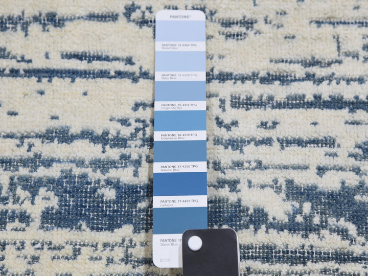 11'7" x 14'10" New Hand Knotted Ivory Wool & Silk Rectangle Oriental Rug - MOA10275161