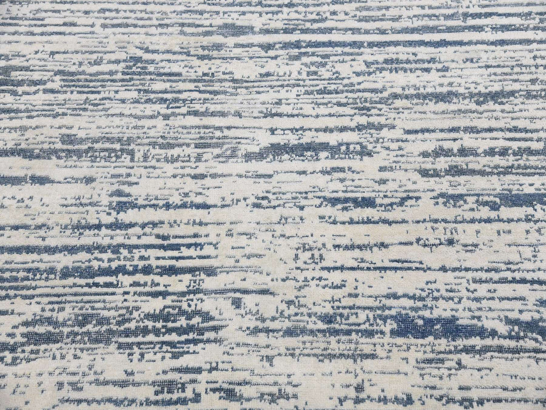 11'7" x 14'10" New Hand Knotted Ivory Wool & Silk Rectangle Oriental Rug - MOA10275161