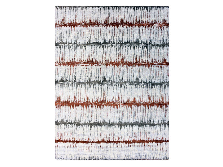 10'2" x 13'11" New Hand Knotted Grey Wool & Silk Rectangle Oriental Rug - MOA10275299