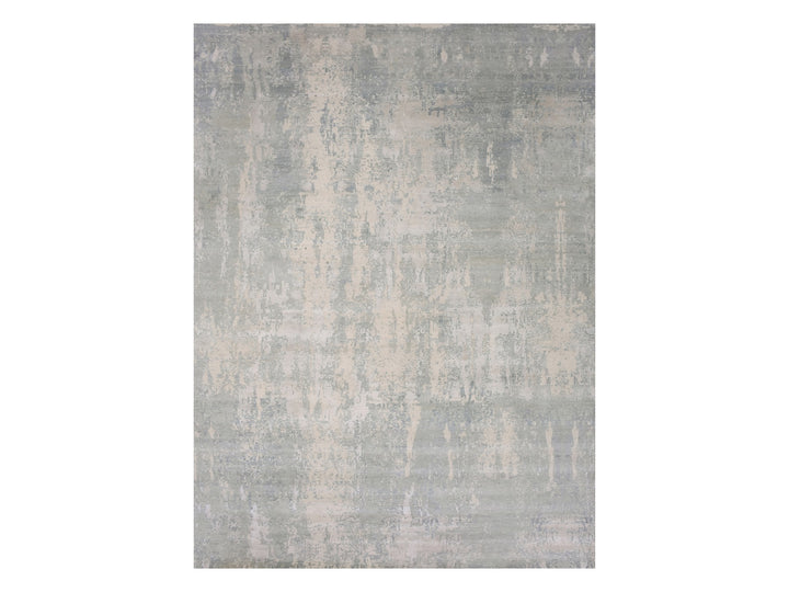 12'0" x 15'6" New Hand Knotted Grey Wool & Silk Rectangle Oriental Rug - MOA10275331