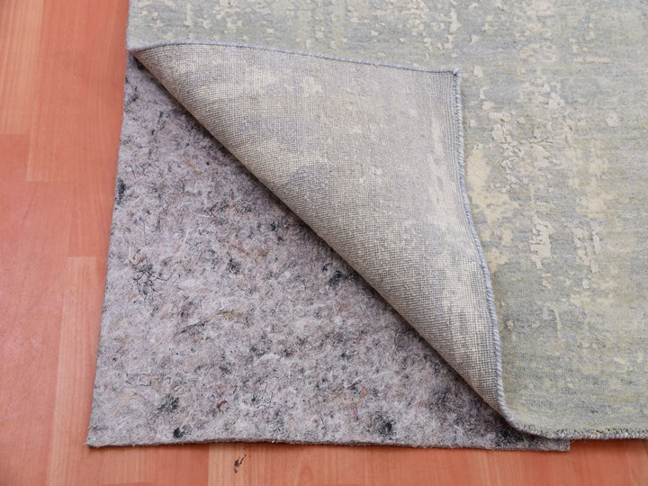 12'0" x 15'6" New Hand Knotted Grey Wool & Silk Rectangle Oriental Rug - MOA10275331