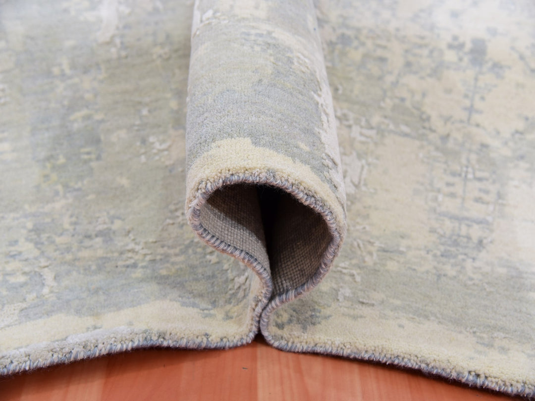 12'0" x 15'6" New Hand Knotted Grey Wool & Silk Rectangle Oriental Rug - MOA10275331