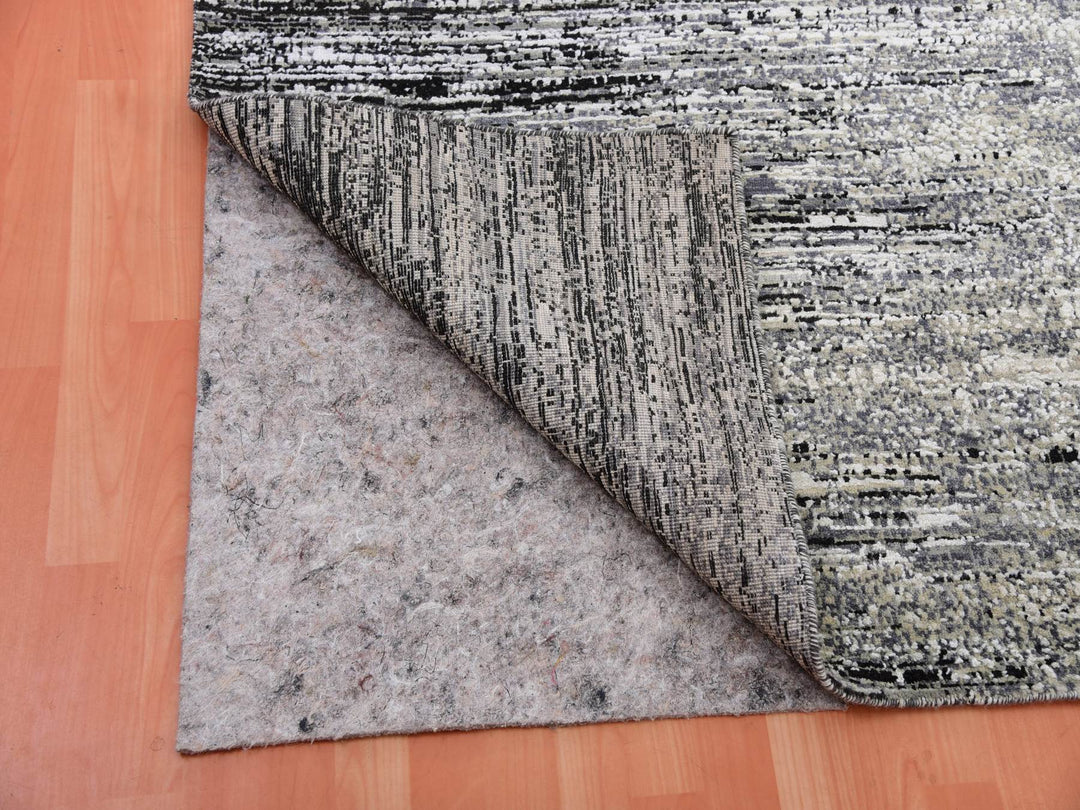 9'10" x 14'0" New Hand Knotted Black Wool & Silk Rectangle Oriental Rug - MOA10275335