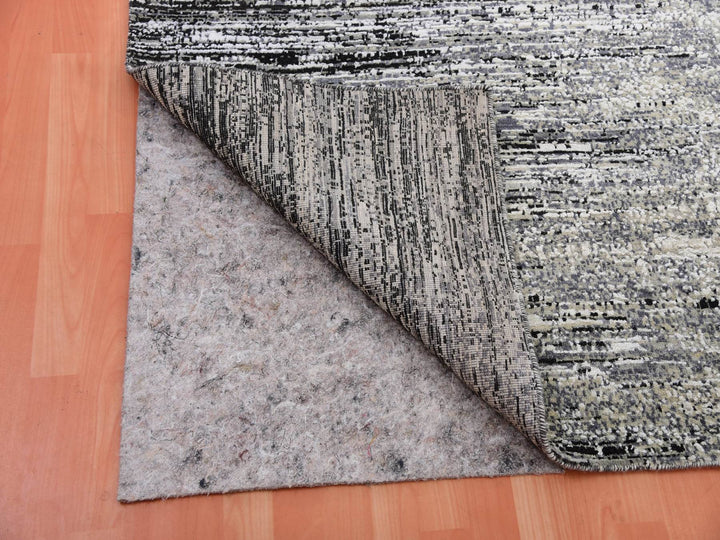 9'10" x 14'0" New Hand Knotted Black Wool & Silk Rectangle Oriental Rug - MOA10275335