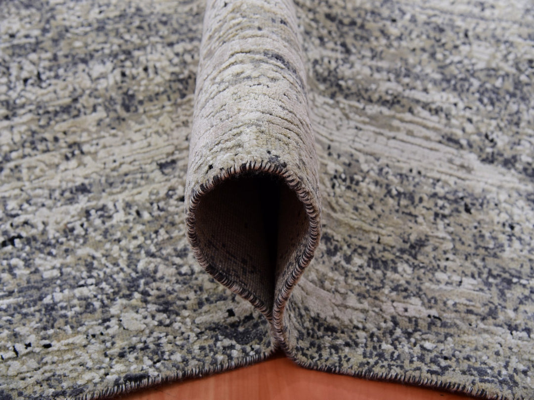 9'10" x 14'0" New Hand Knotted Black Wool & Silk Rectangle Oriental Rug - MOA10275335