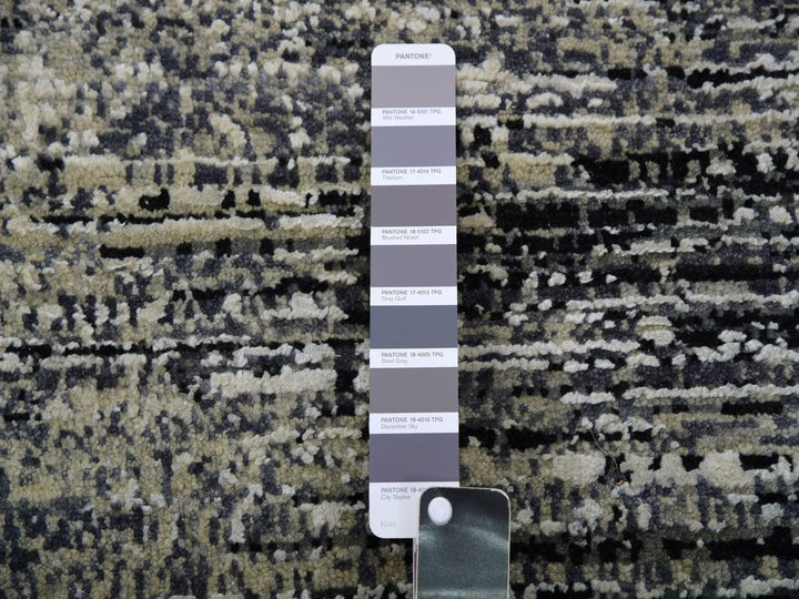 9'10" x 14'0" New Hand Knotted Black Wool & Silk Rectangle Oriental Rug - MOA10275335