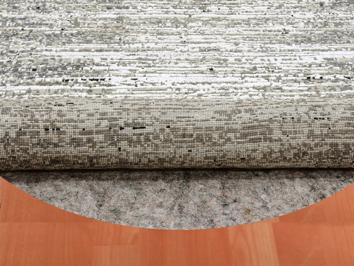 11'11" x 12'0" New Hand Knotted Black Wool & Silk Round Oriental Rug - MOA10275337